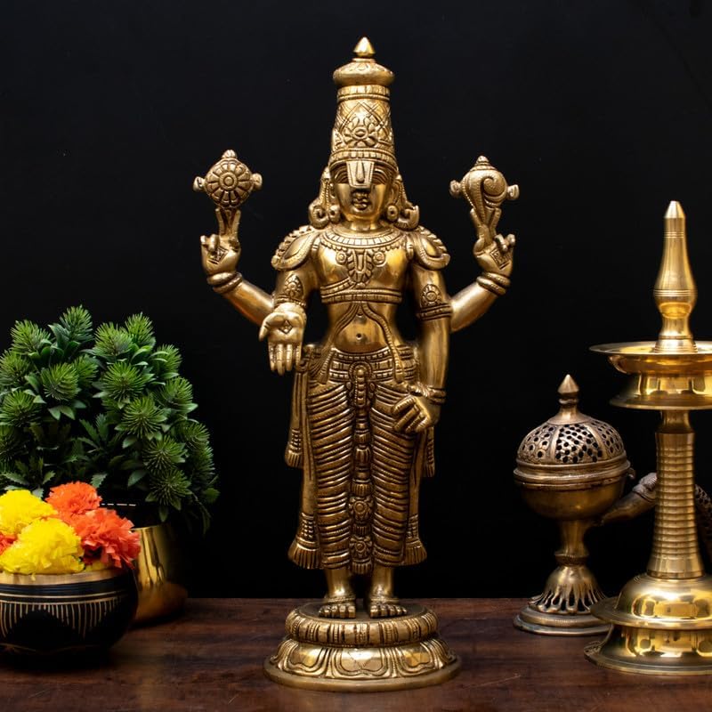 Statuestudio Brass Tirupati Balaji Idol for Home Temple