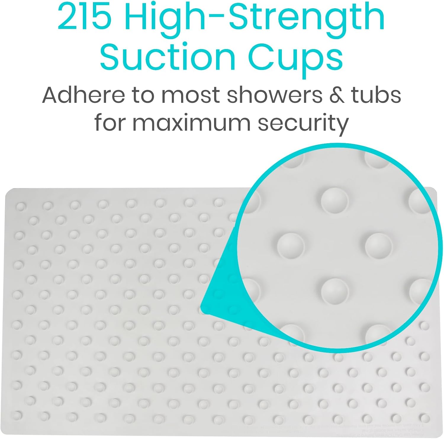 Vive Non-Slip Bath Mat with Suction Cups - 28 x 16 XL