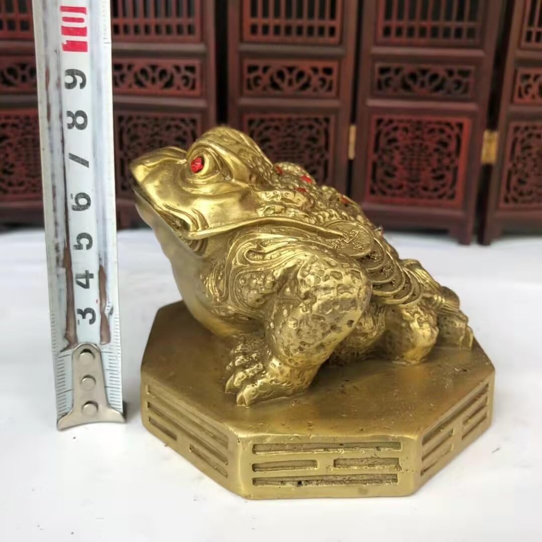 Julrybox Feng Shui Money Frog Brass Statue 3 Legs