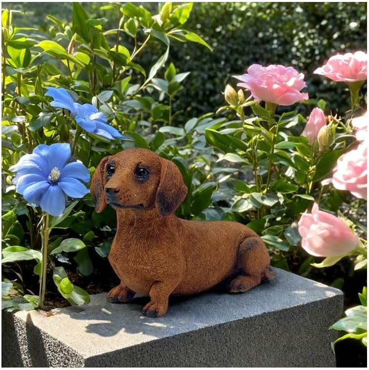 Brown Simulated Sausage Dog Resin Figurine Ornament