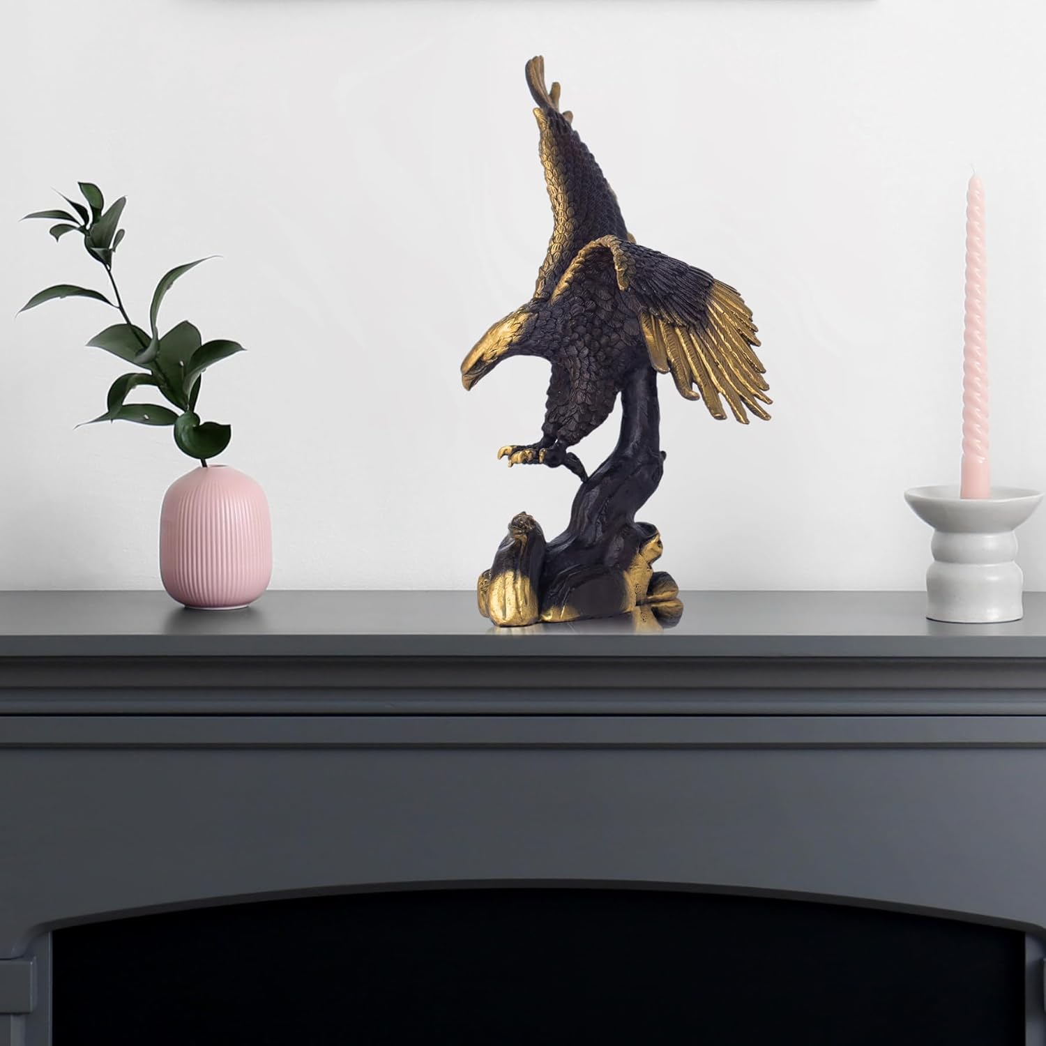 YouFine Brass Eagle Spread Wings Statue - Modern Home Office Decor