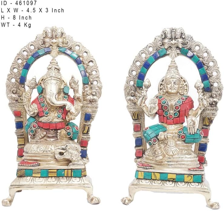 Statuestudio Handcrafted Ganesha Lakshmi Brass Idol