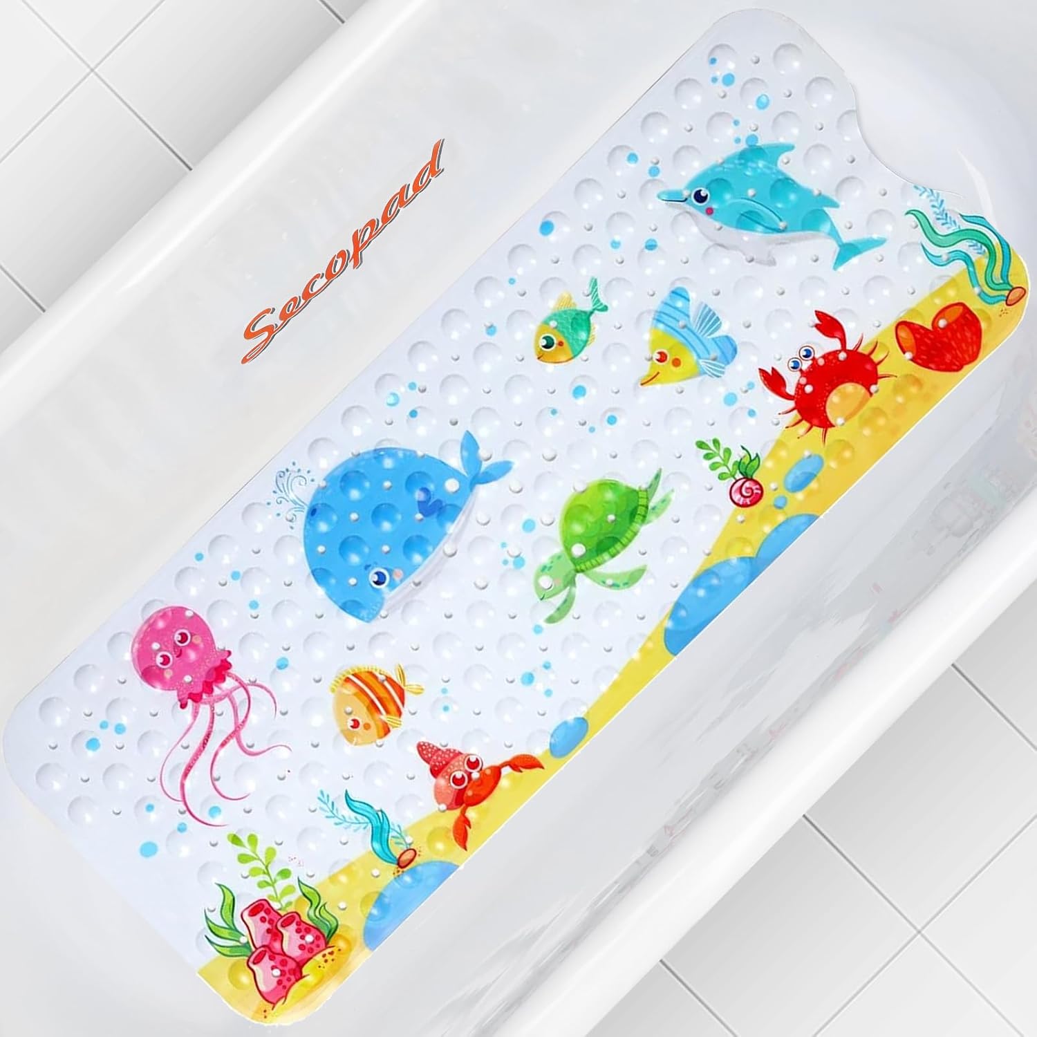 Secopad Baby Bath Mat with Suction Cups and Drain Holes