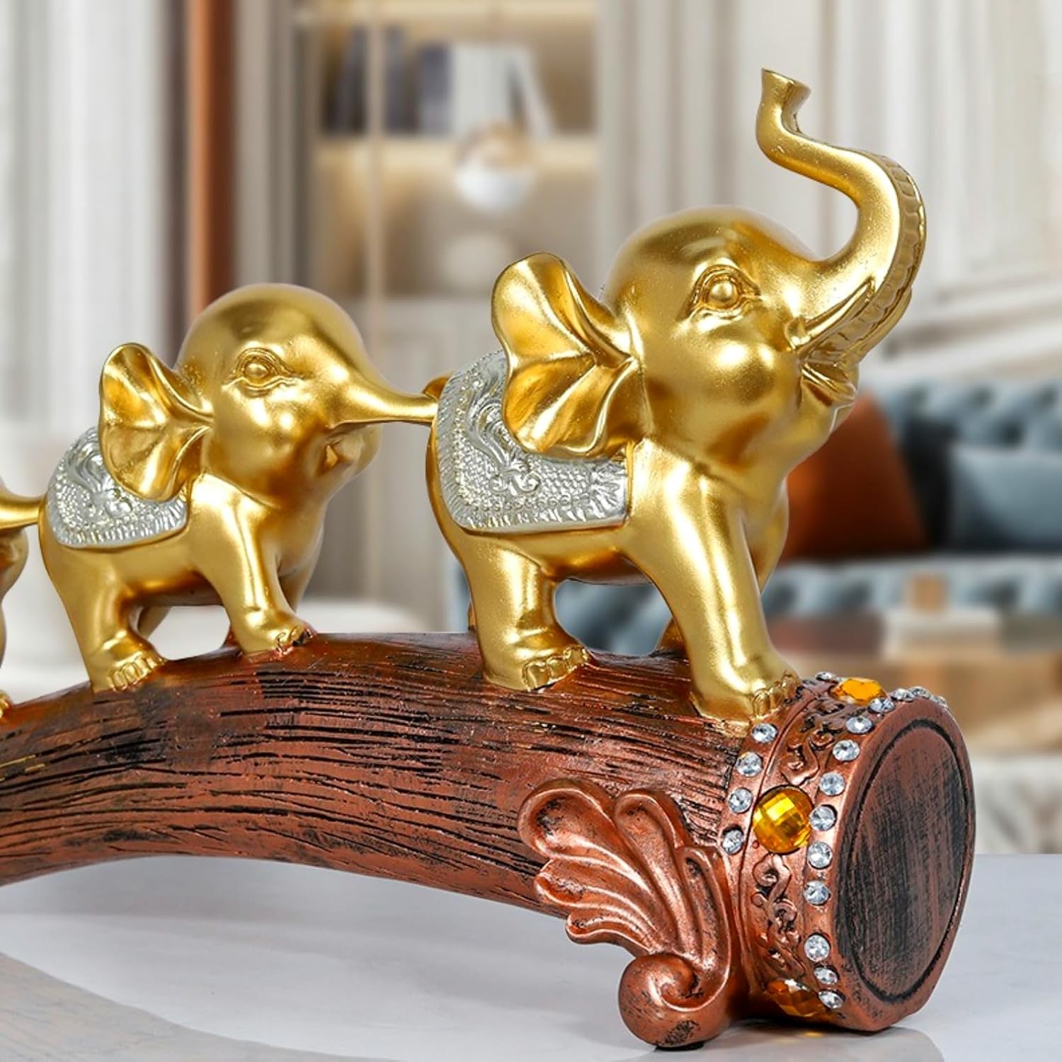 Resin Elephant Figurines Set of 3 Decorative Home Statue