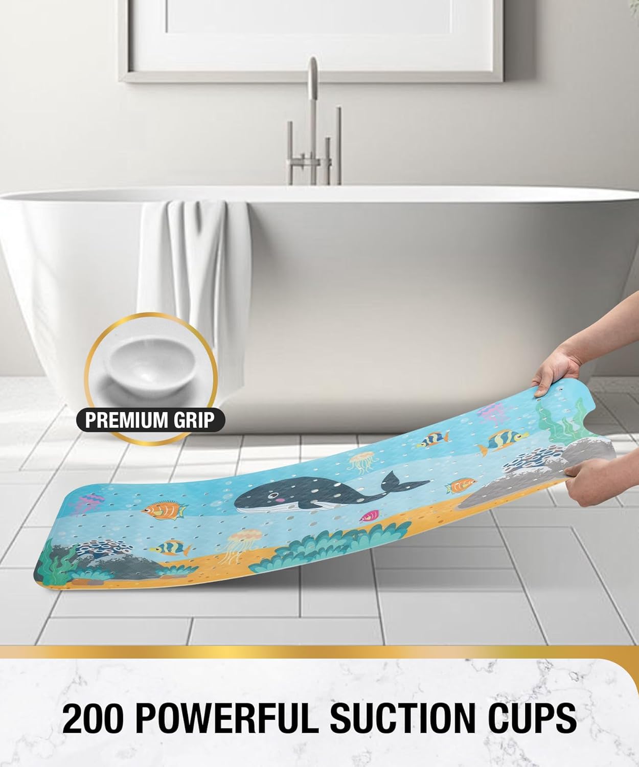 HITSLAM Baby Bath Mat with Whale 40x16 Inch Non-Slip 1