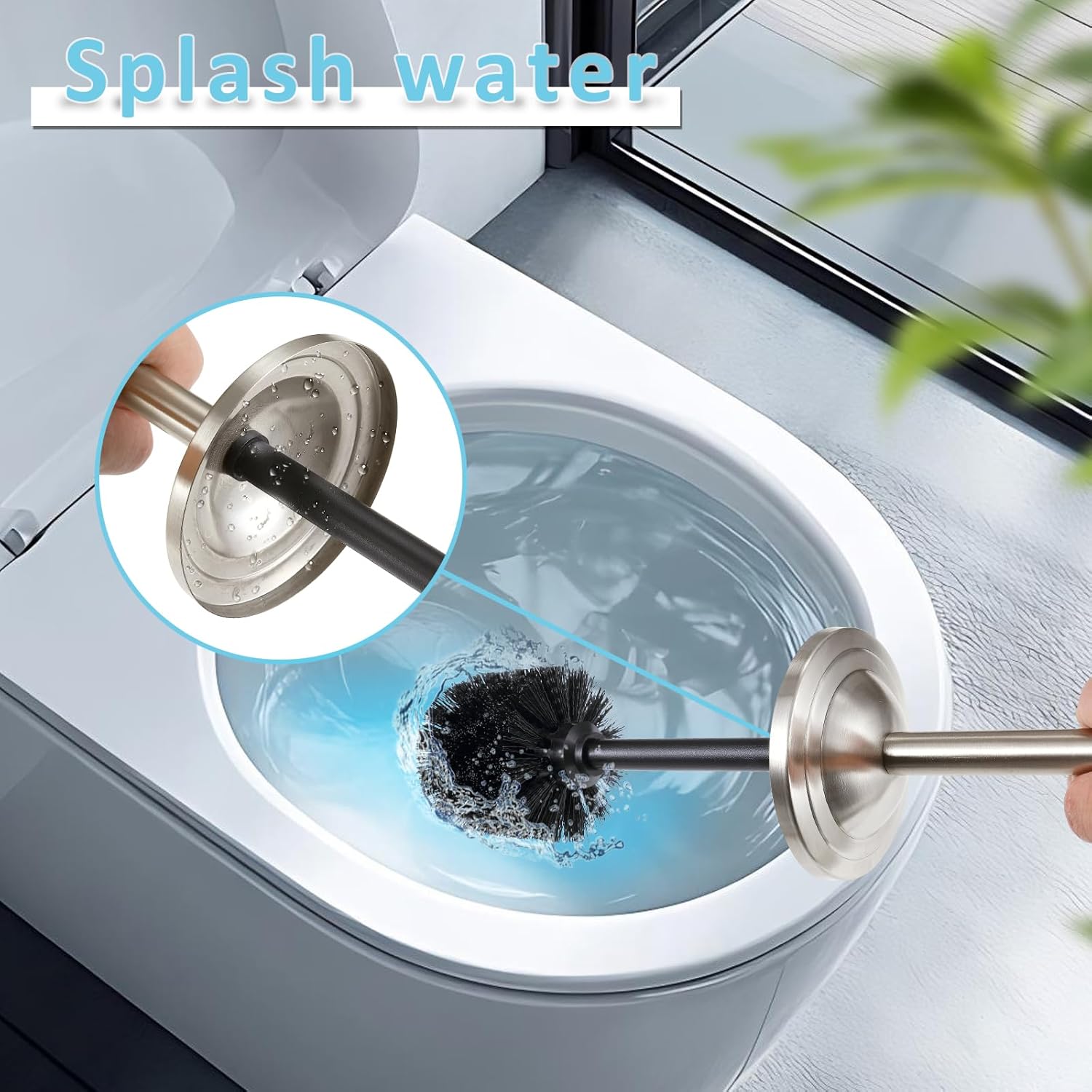 Hioflyme Toilet Brush with Holder Durable and Splash-Resistant
