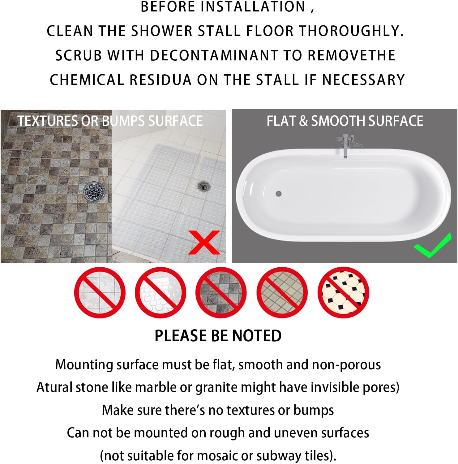 Yimobra Non-Slip Bath Mat 40x16 Clear Blue with 200 Suction Cups