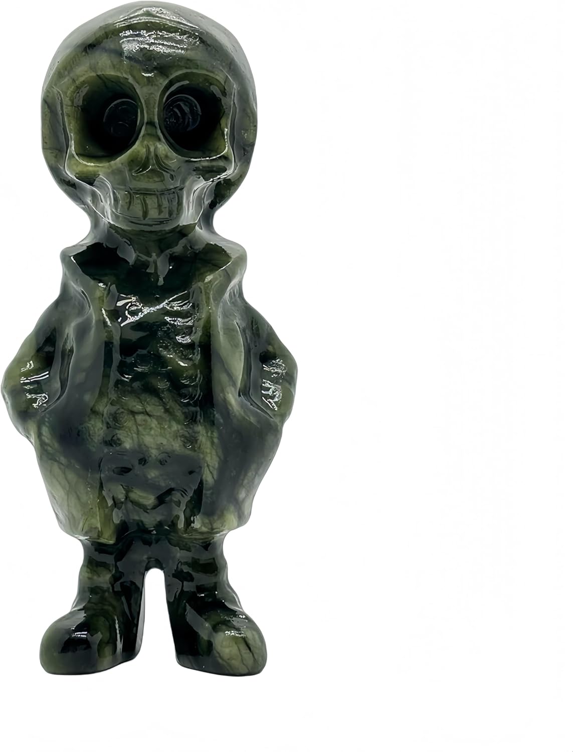 Natural Serpentine Halloween Skull Stone Figurine