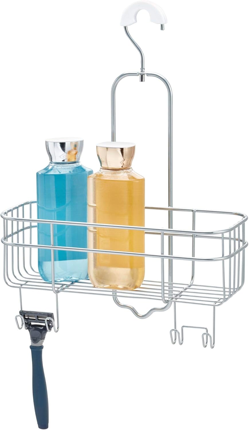 iDesign Euro Metal Hanging Shower Caddy with Swivel Hook Silver