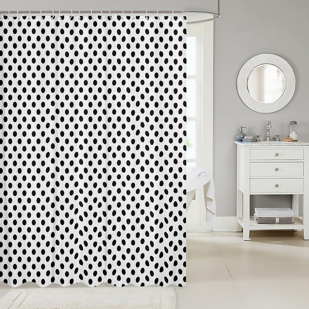 Erosebridal Polka Dots Shower Curtain Set