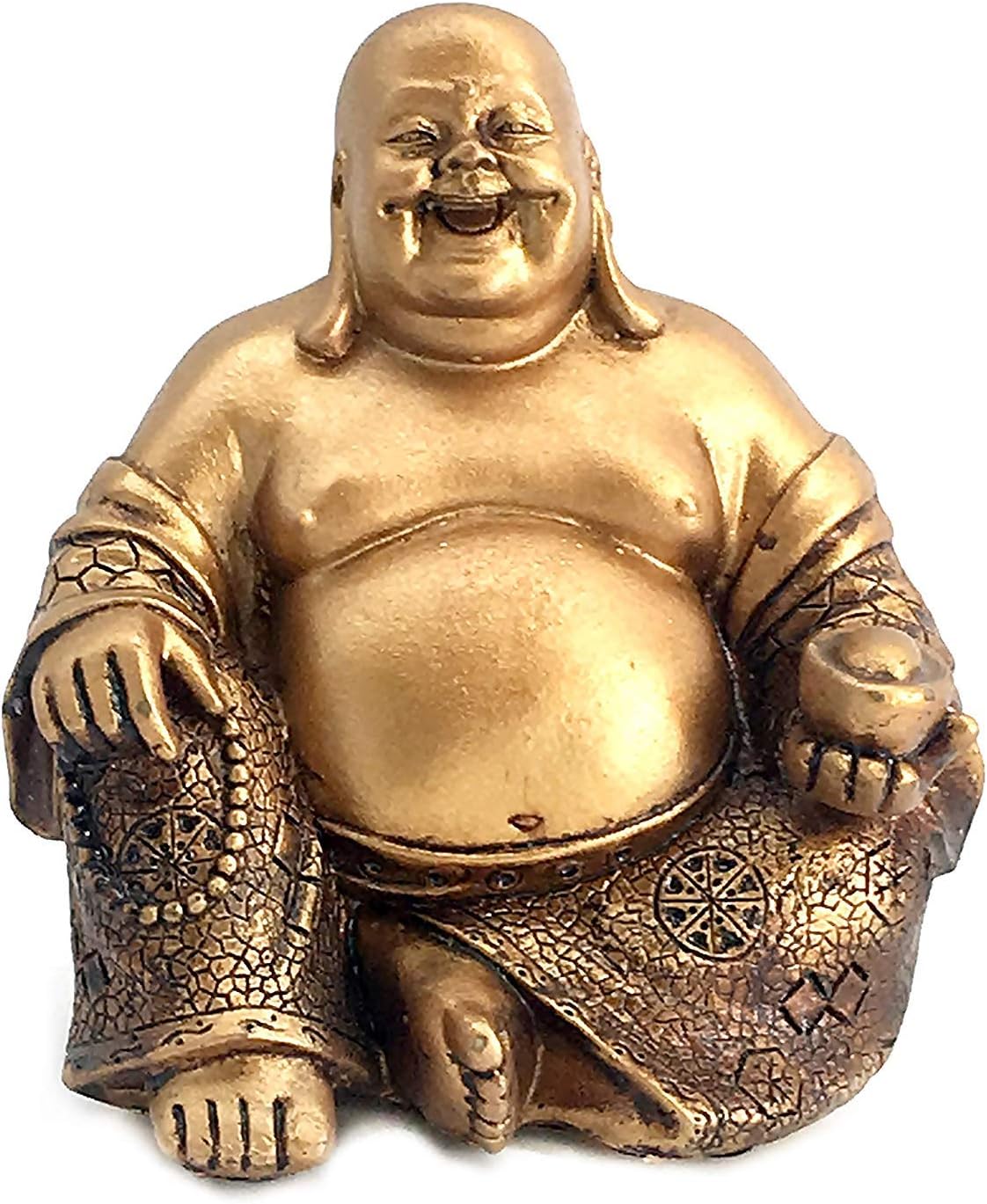 Bellaa Golden Laughing Buddha Statue 6 Inches Copper
