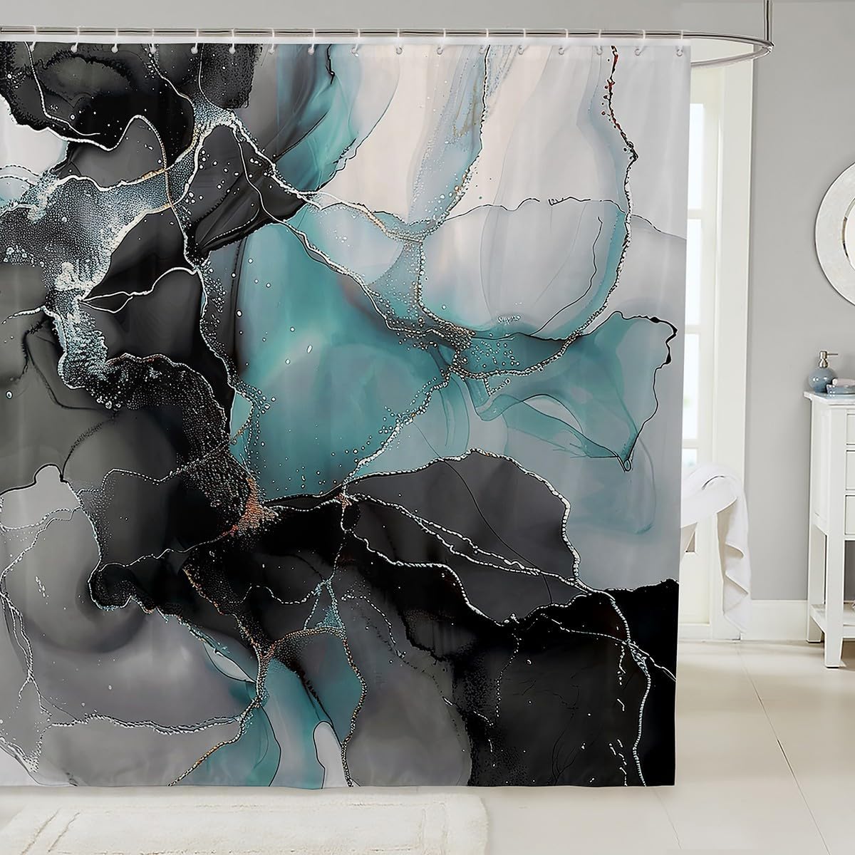 Erosebridal Chic Watercolor Shower Curtain Set