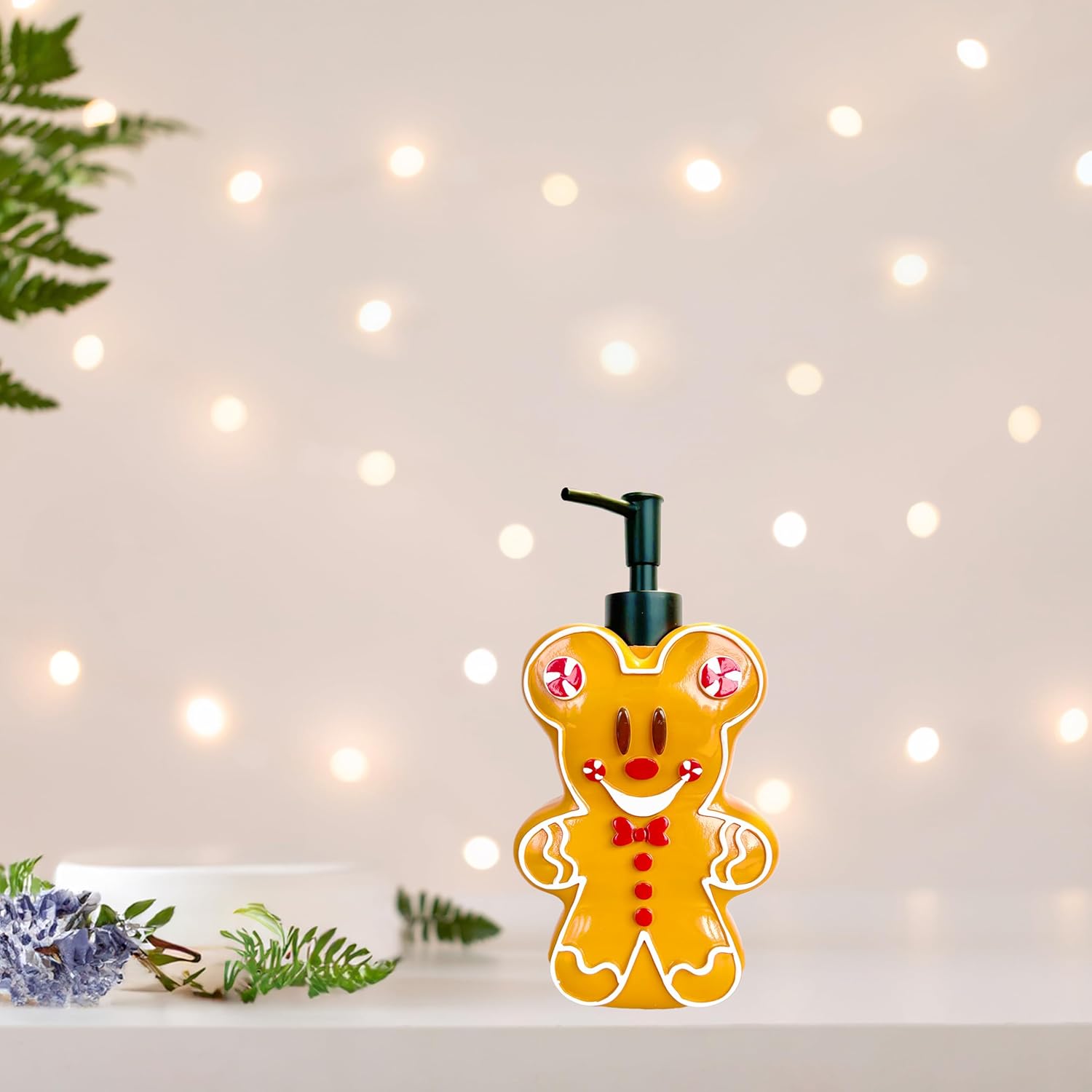 Jay Franco Disney Mickey Mouse Lotion Dispenser - Brown Resin Gingerbread Soap Holder
