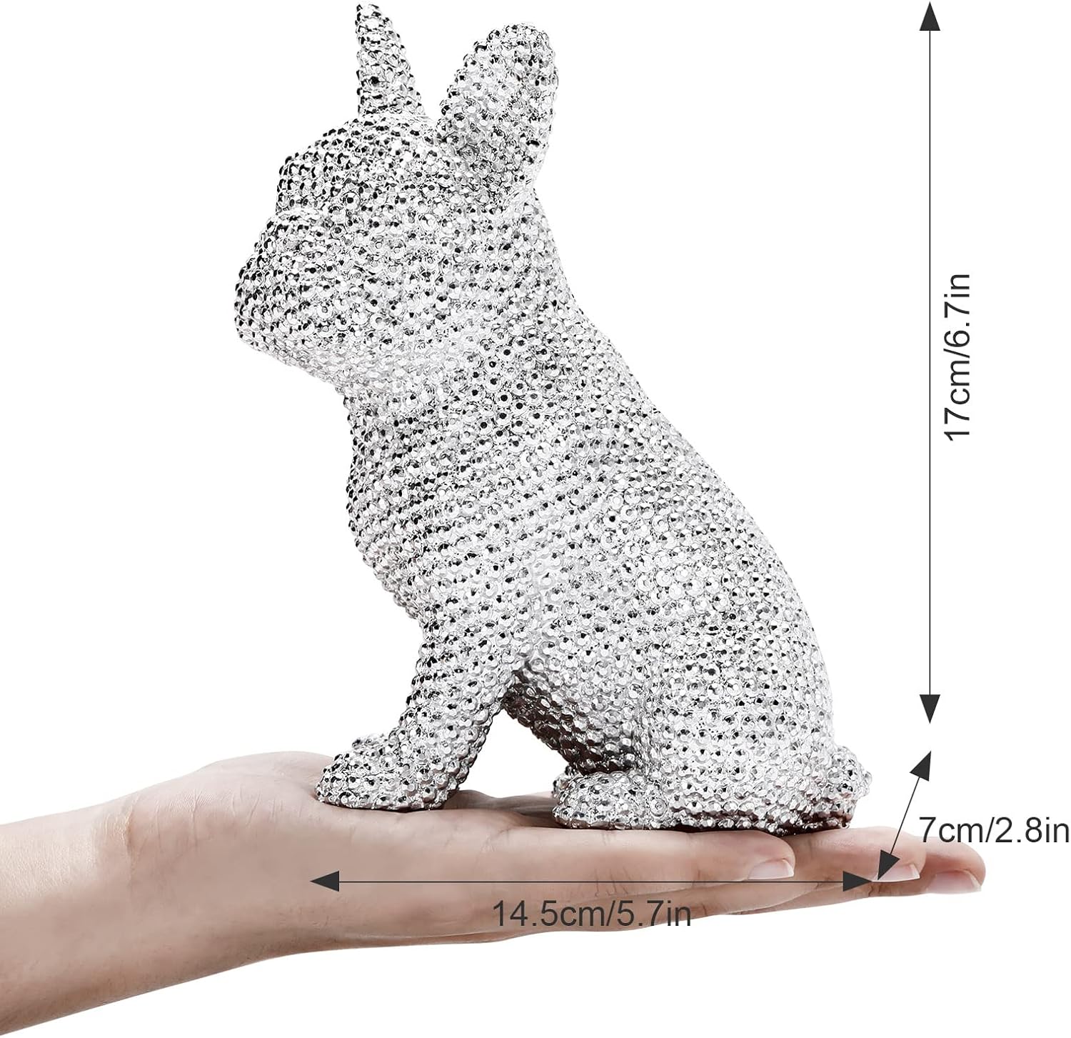 GRABADO Sparkly French Bulldog Statue Home Decor