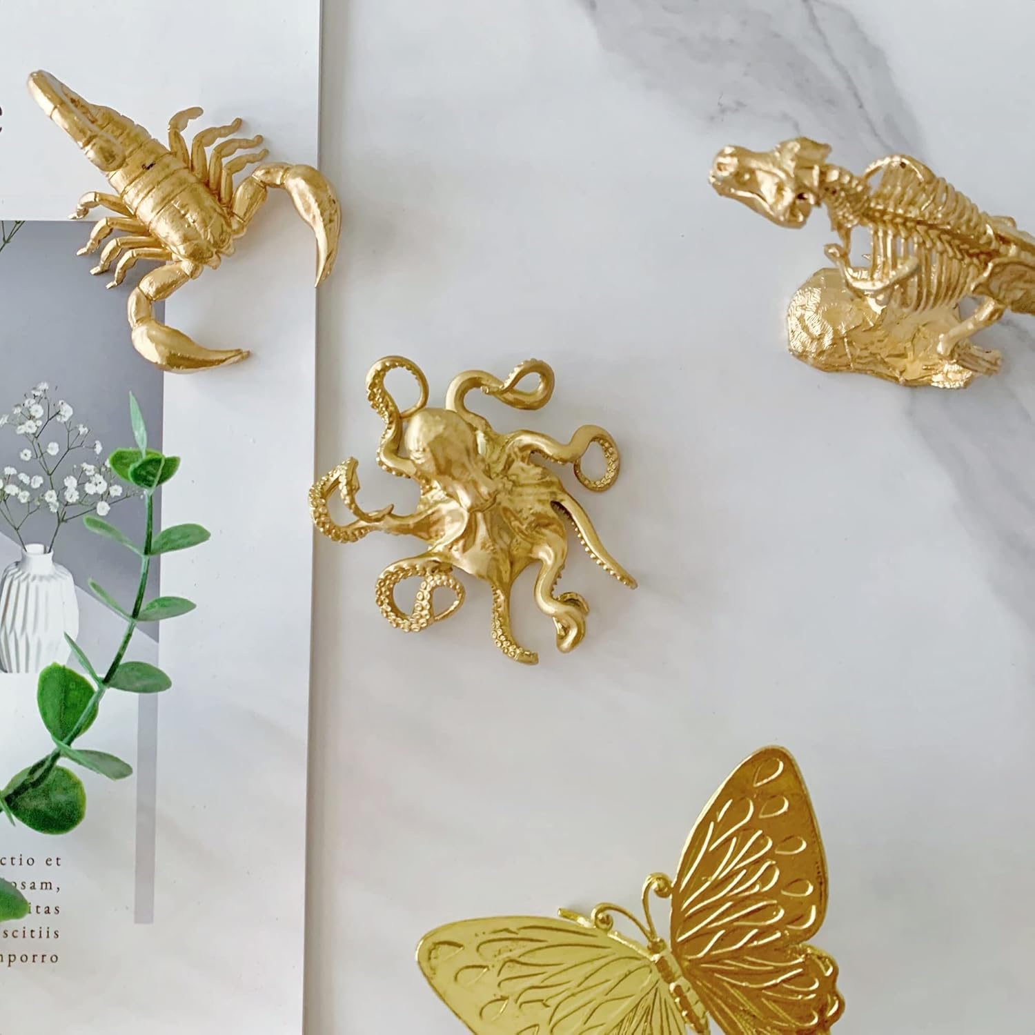 Pewery Gold Mini Octopus Figurine Home Office Garden Decor