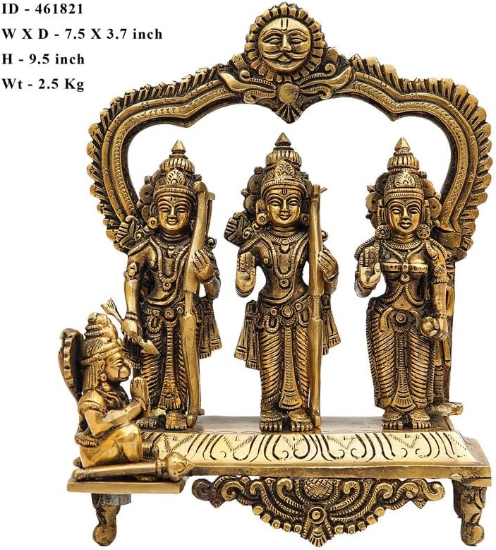 Statuestudio Brass Ram Sita Laxman Hanuman Idol Set 9 Inch