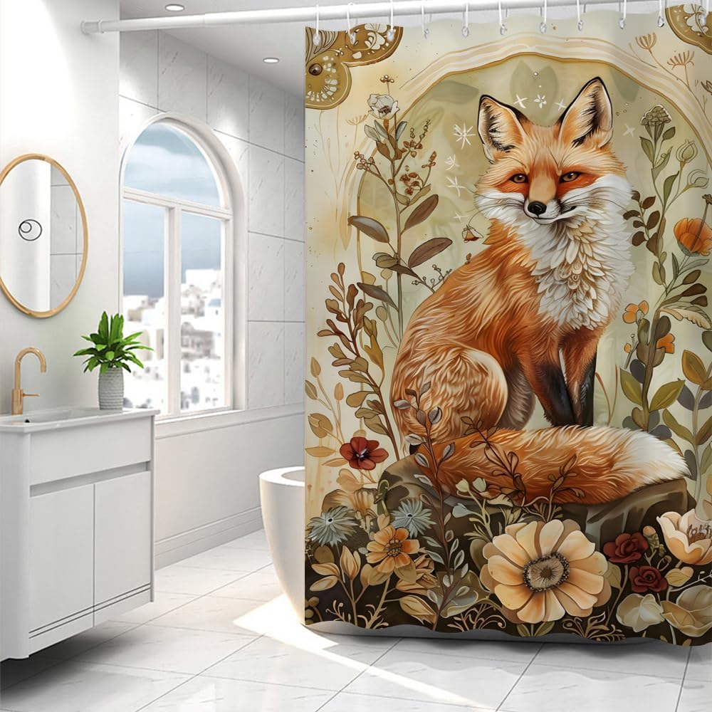 Reateforin Kids Woodland Animal Shower Curtain Set