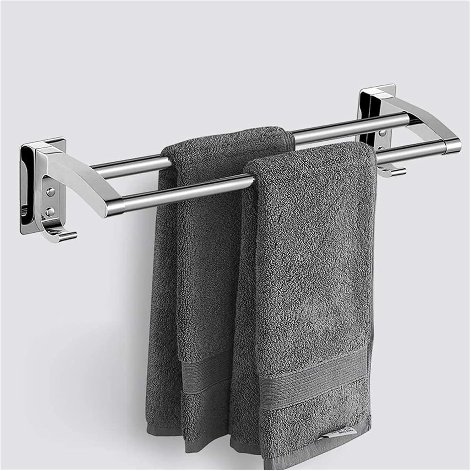 ALDEPO Wall Mounted Towel Rack with 2 Hooks 82Cm