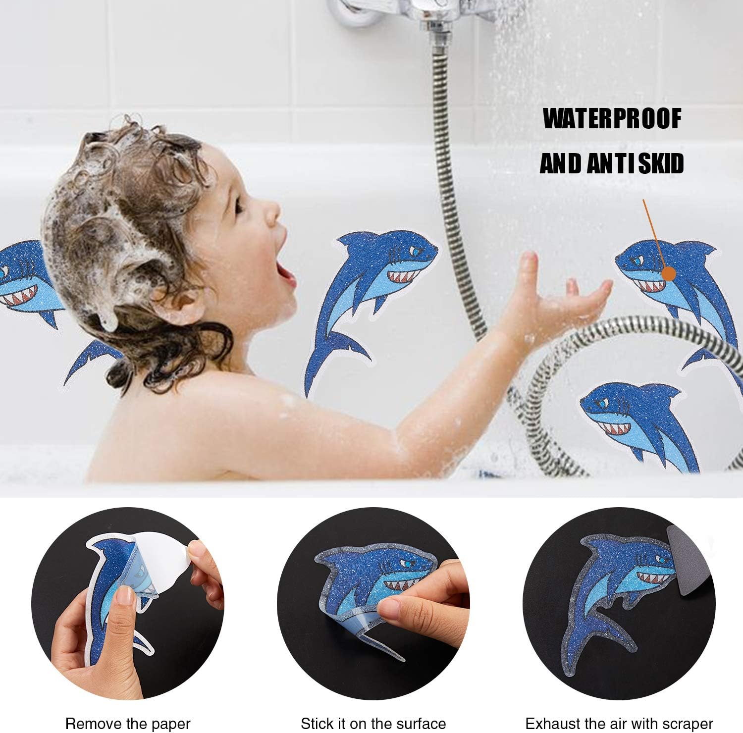 Secopad Non-Slip Shark Bathtub Stickers 20 PCS