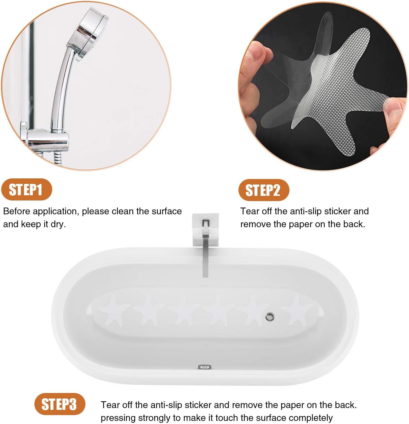 Secopad Anti-Slip Bathtub Stickers 24PCS Clear