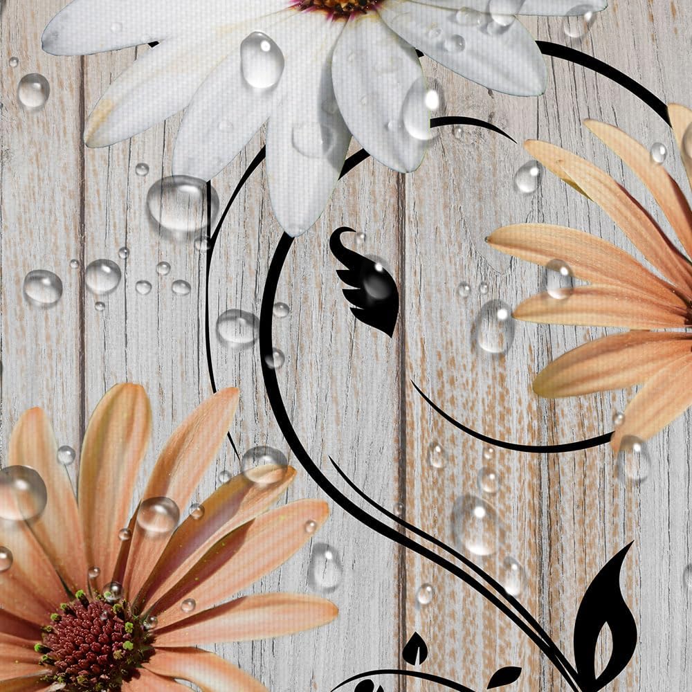 Rustic Farmhouse Floral Shower Curtain Set with Hooks