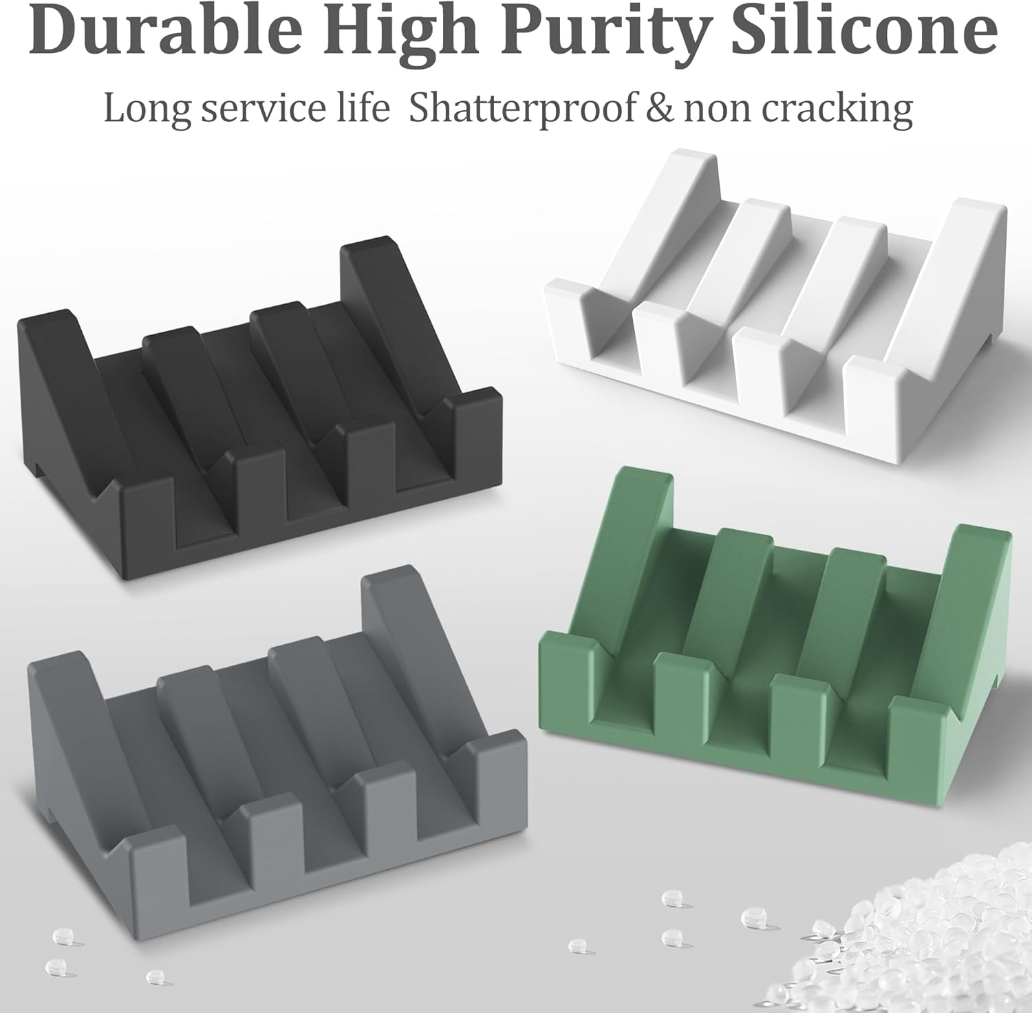 EGWON 3-Pack Silicone Self-Draining Soap Holder Set