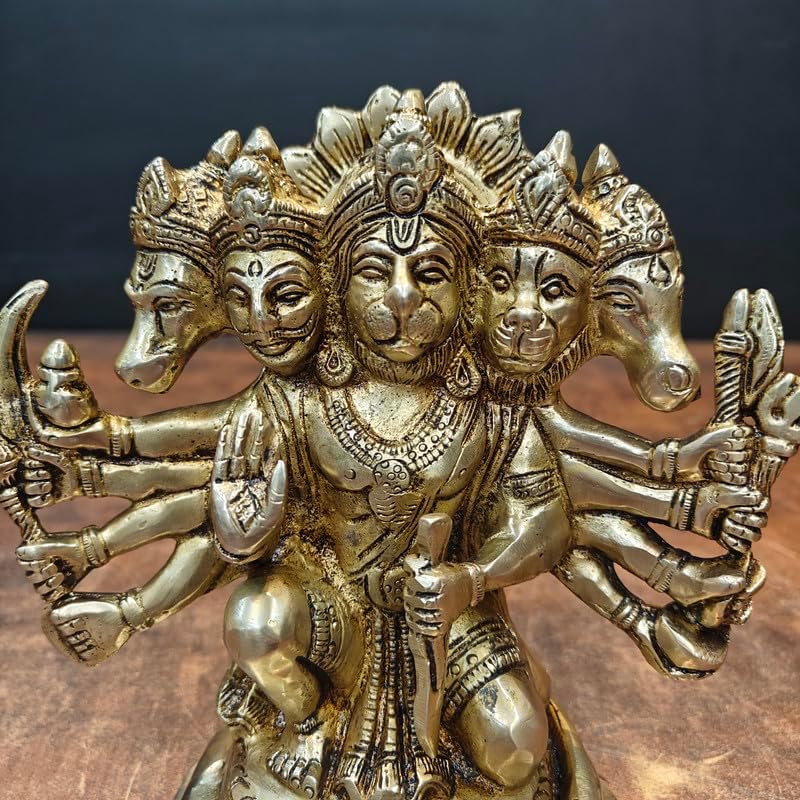 Statuestudio Panchmukhi Hanuman Statue 7 Inch Brass