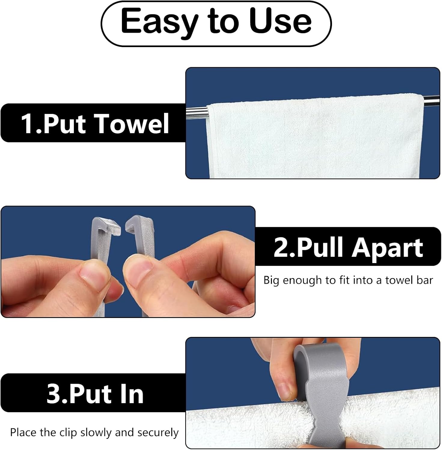 10pcs Grey Durable Towel Clips for Kitchen and Bathroom