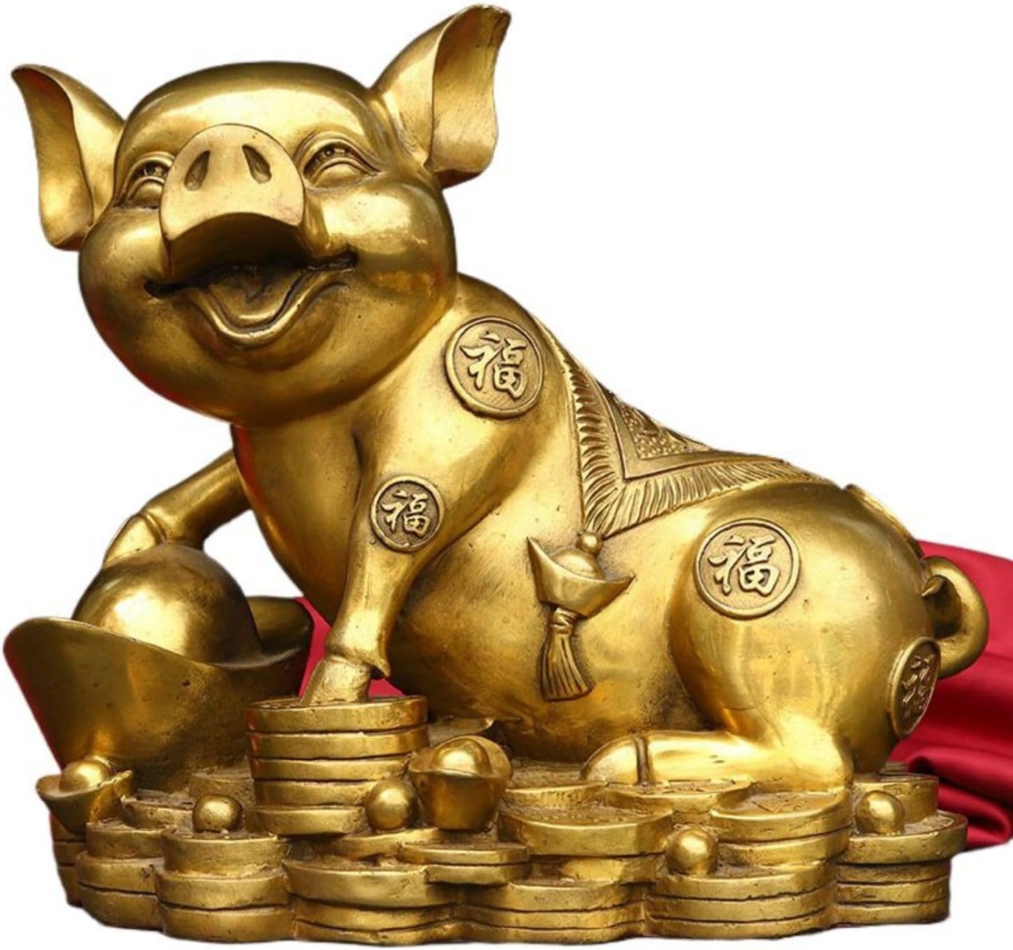 Ecqizer Feng Shui Gold Pig Figurine Wealth Symbol Home Decor