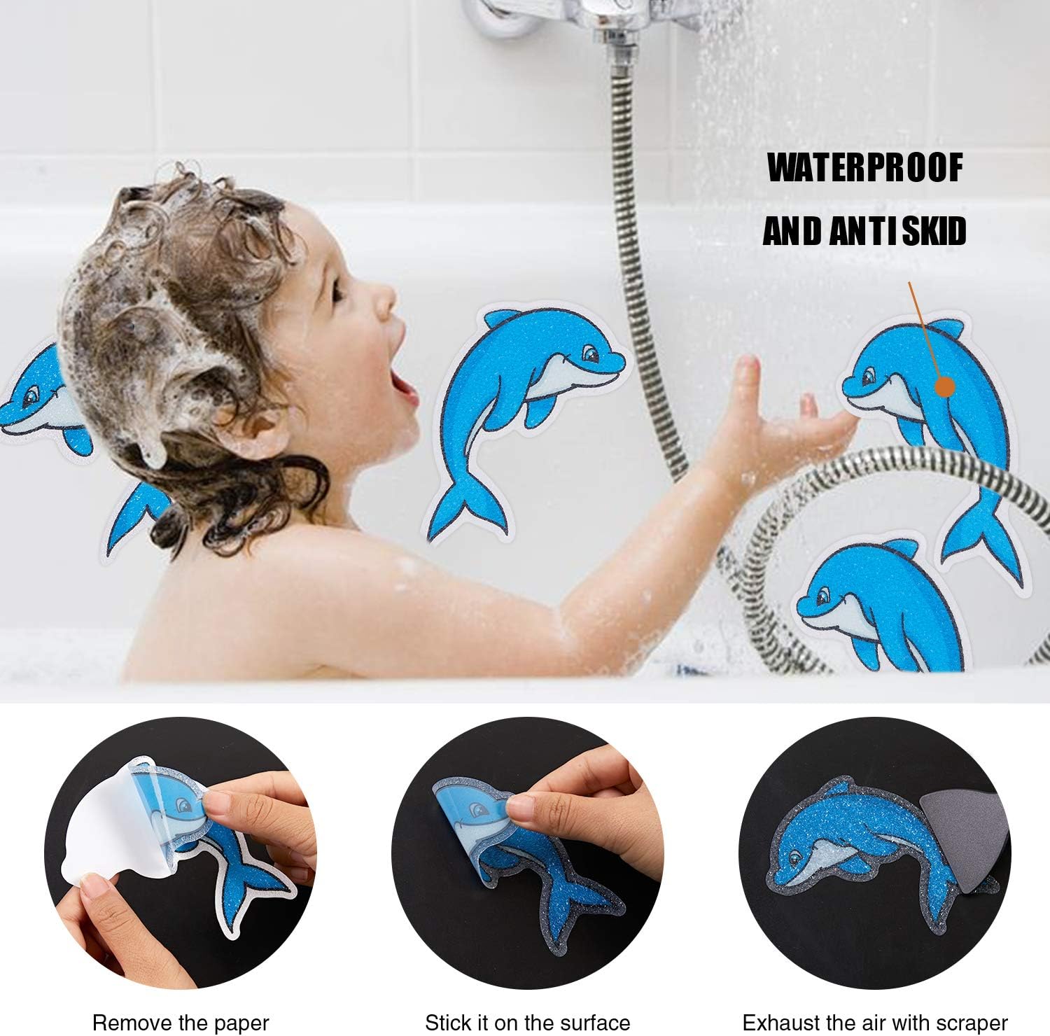 Secopad Non Slip Dolphin Bathtub Stickers 20 PCS