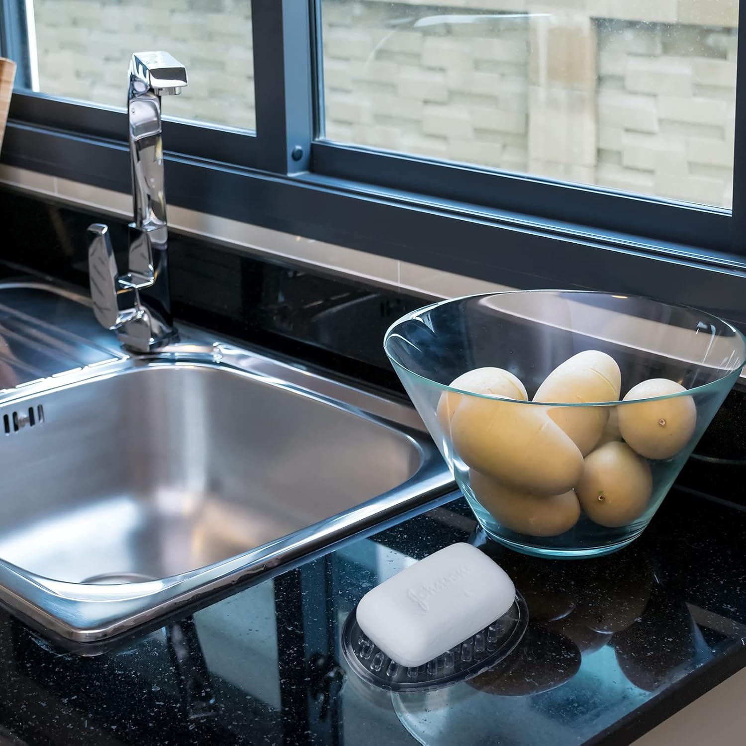 Yoande Clear 2Pc Plastic Soap Dish with Drain Holes