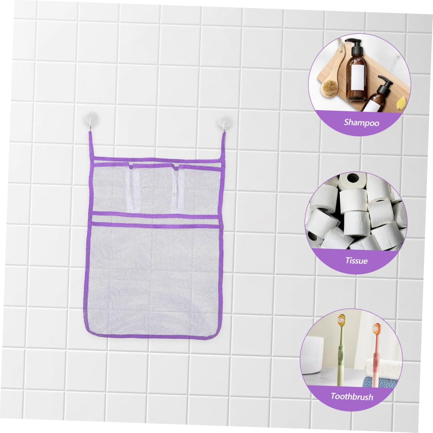 Mobestech Hanging Shower Organizer Mesh Bag for Bath Supplies