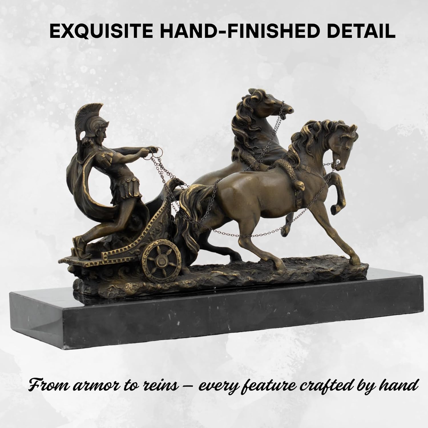 YouFine Bronze Greek Warrior Chariot Statue - 122 Inch