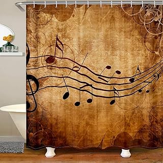 Erosebridal Music Notes Shower Curtain Set