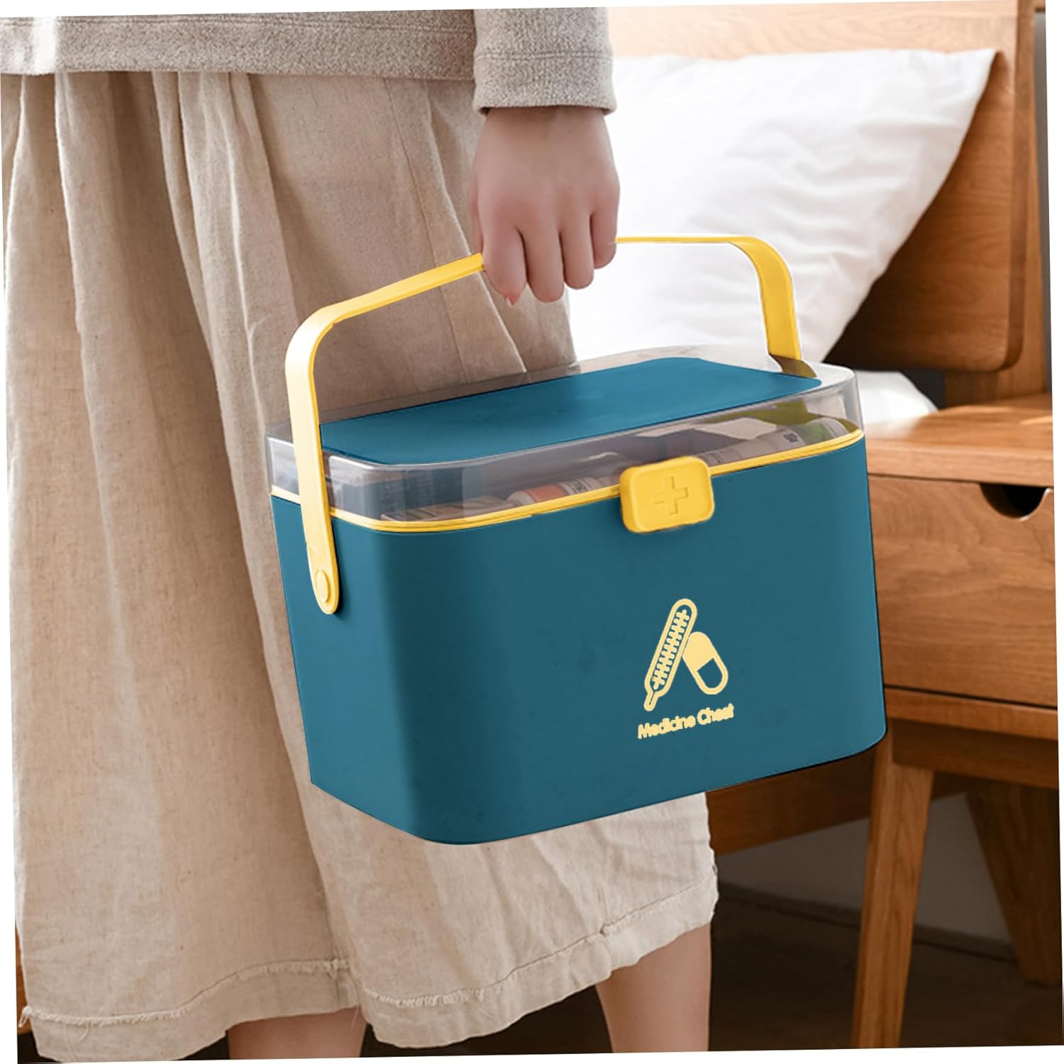 Portable Medicine Cabinet with Lock and Handle