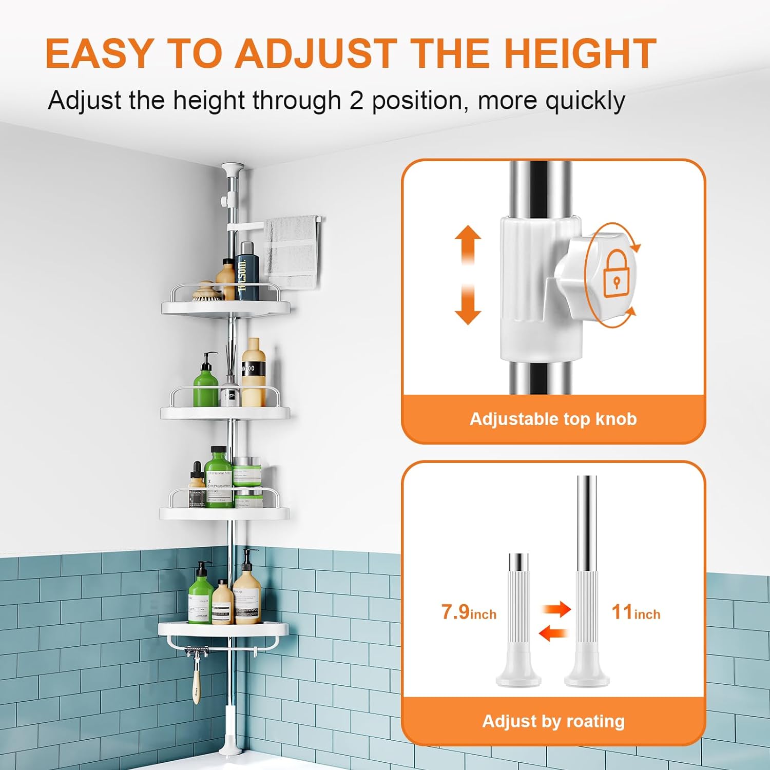 Hamitor Corner Shower Caddy 4Tier Organizer