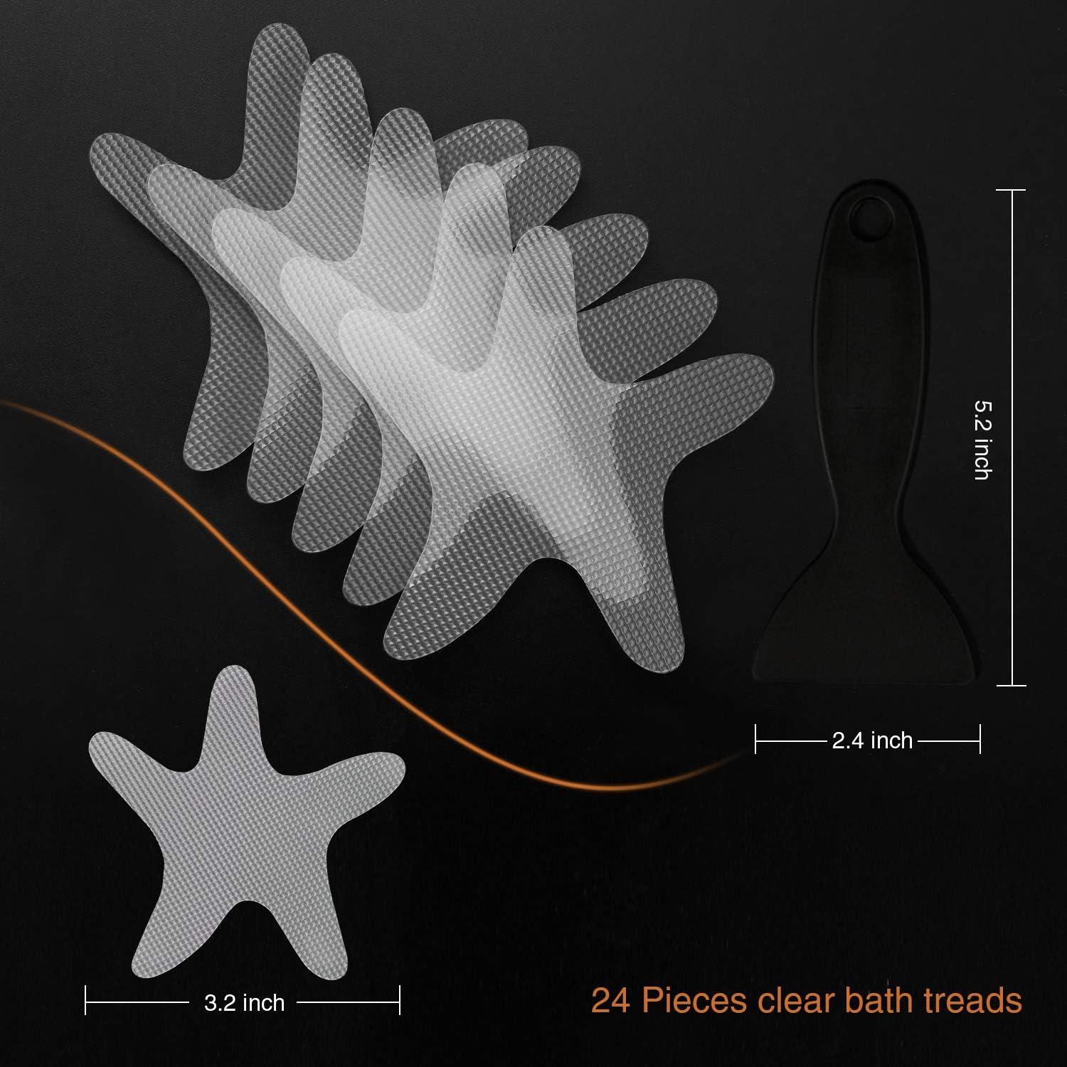 Secopad Anti-Slip Bathtub Stickers 24PCS Clear