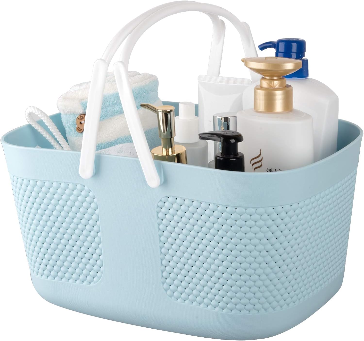 Shower Caddy Basket - Large Capacity Thick Plastic Organizer with Handles Drainage Toiletry Bag