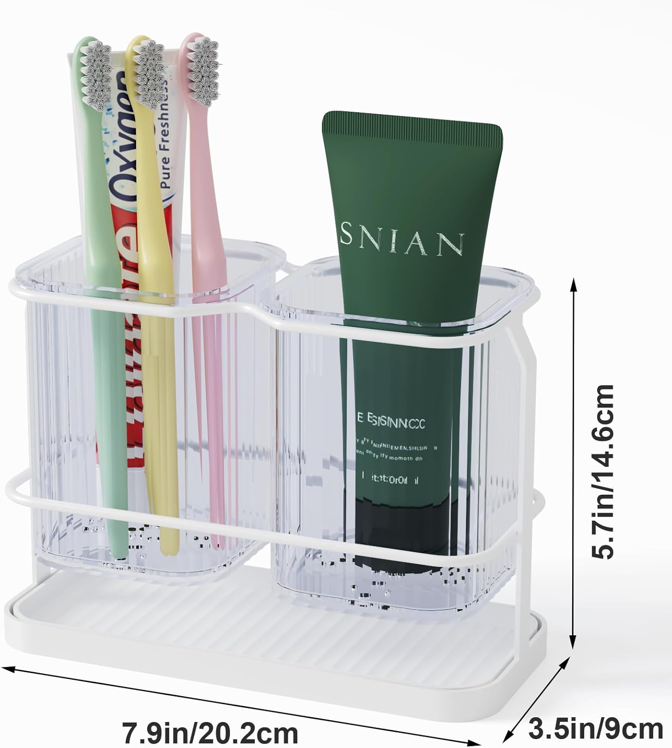 VACONICO 2 Cup Toothbrush Holder with Drain Tray