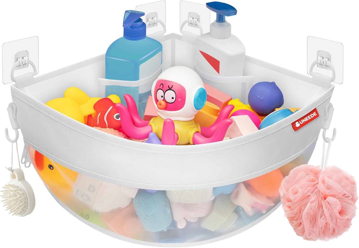UNEEDE 432 Gallons Corner Mounted Bath Toy Storage Holder