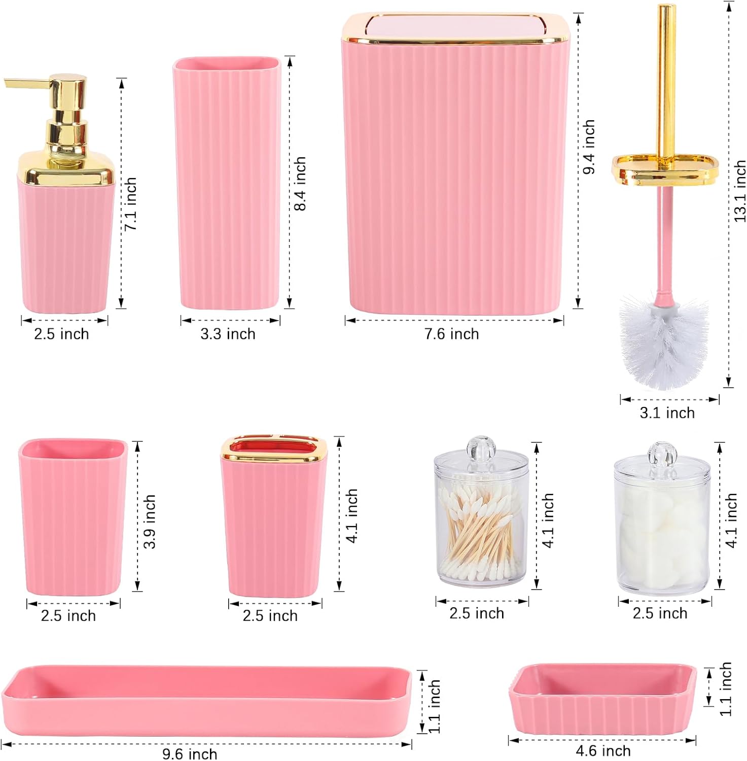 Viowil 9-Piece Pink Bathroom Accessory Set