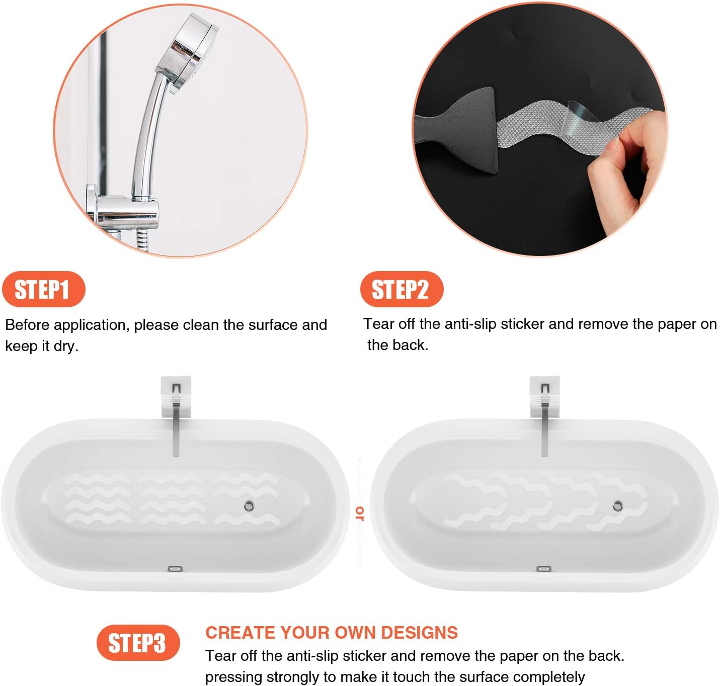 Secopad 36 PCS Non Slip Bath Stickers with Scraper