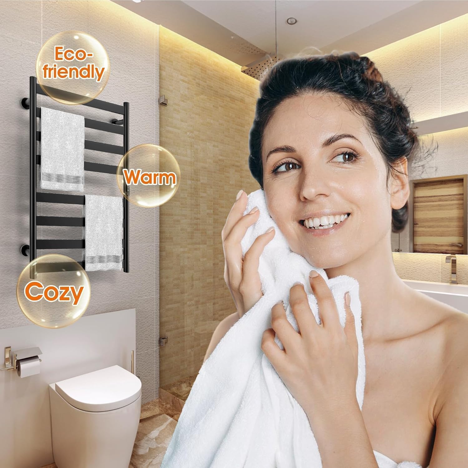 Poloma Paraheeter Towel Warmer with LED Display and Timer Matt Black