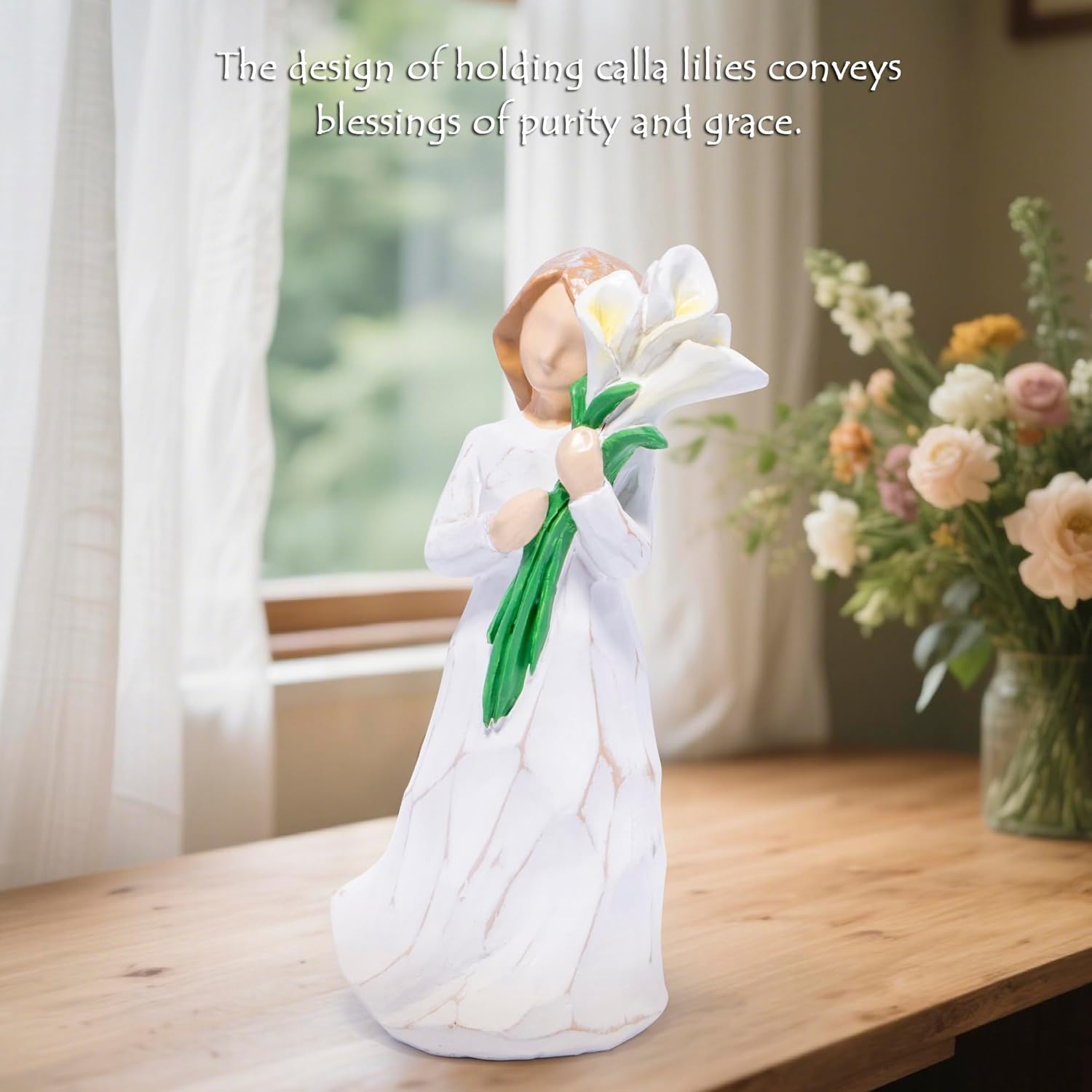 Hodao Hand-Carved Resin Mom Figurine - White Flower Mothers Day Keepsake
