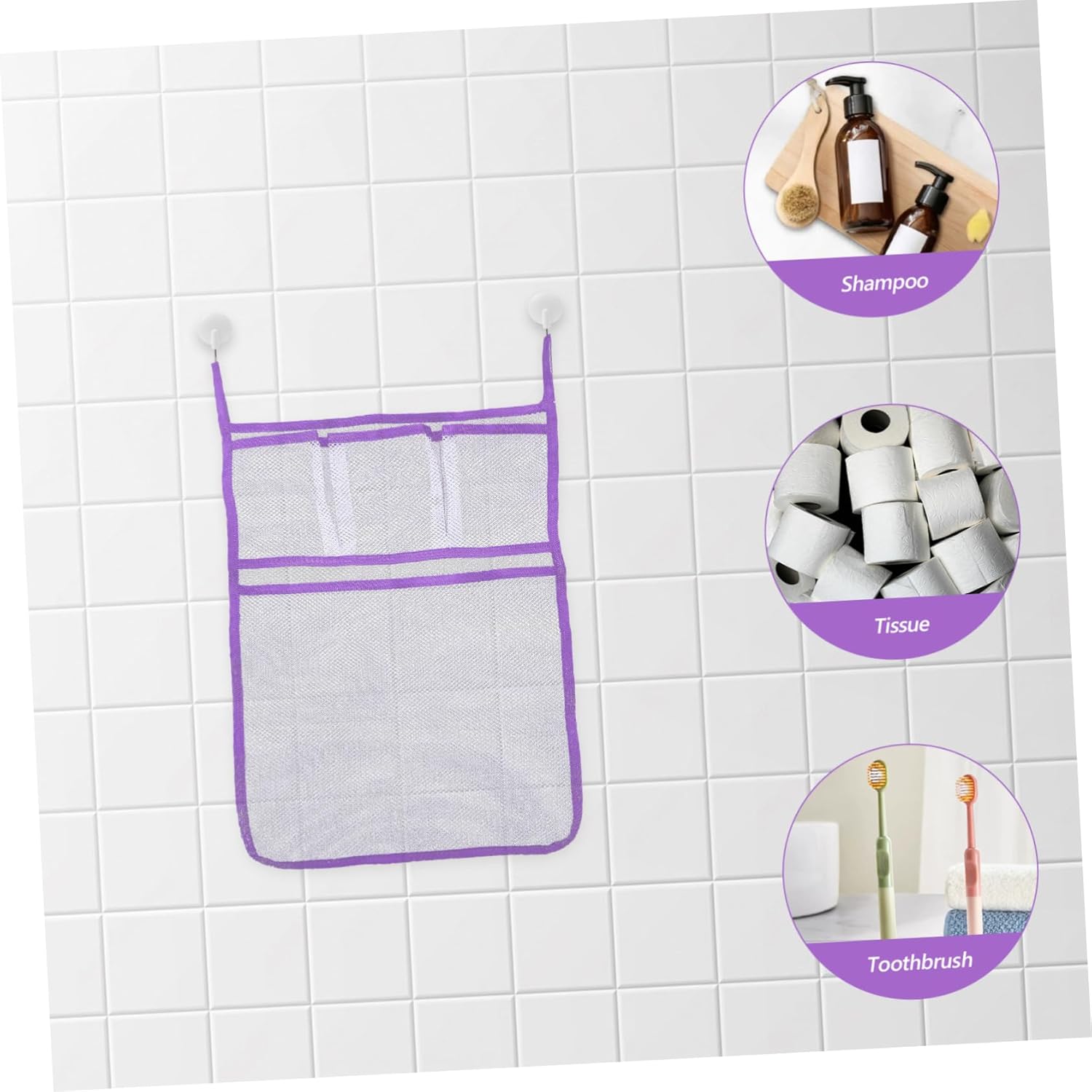 FELTECHELECTR Bathroom Shower Organizer Mesh Bag