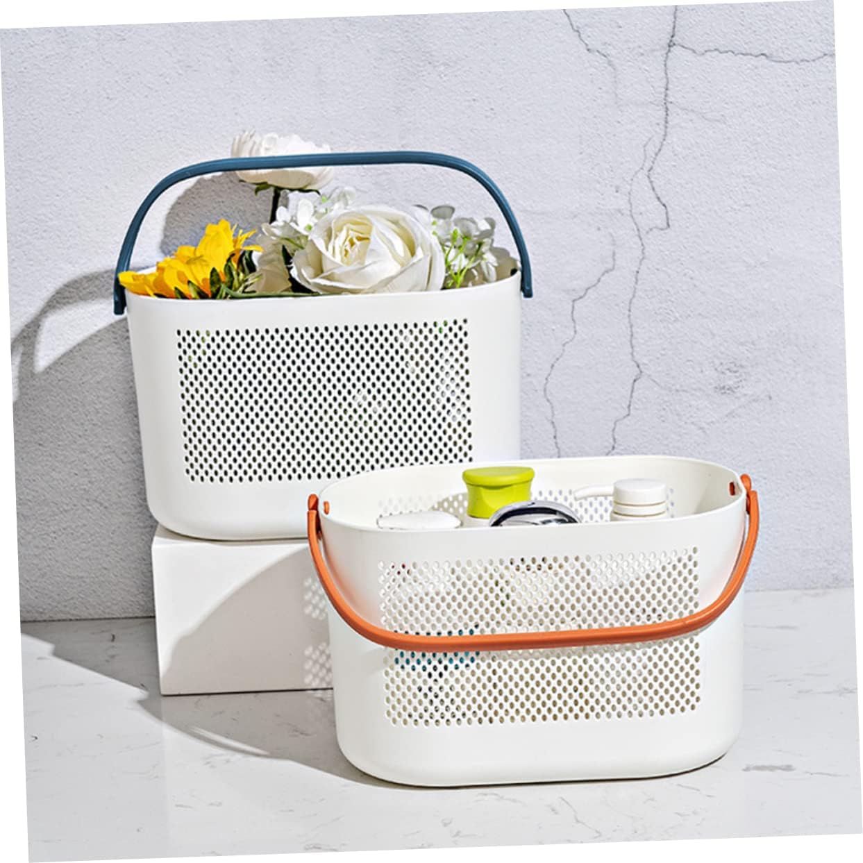 Portable Shower Storage Basket Organizer with Handles 1