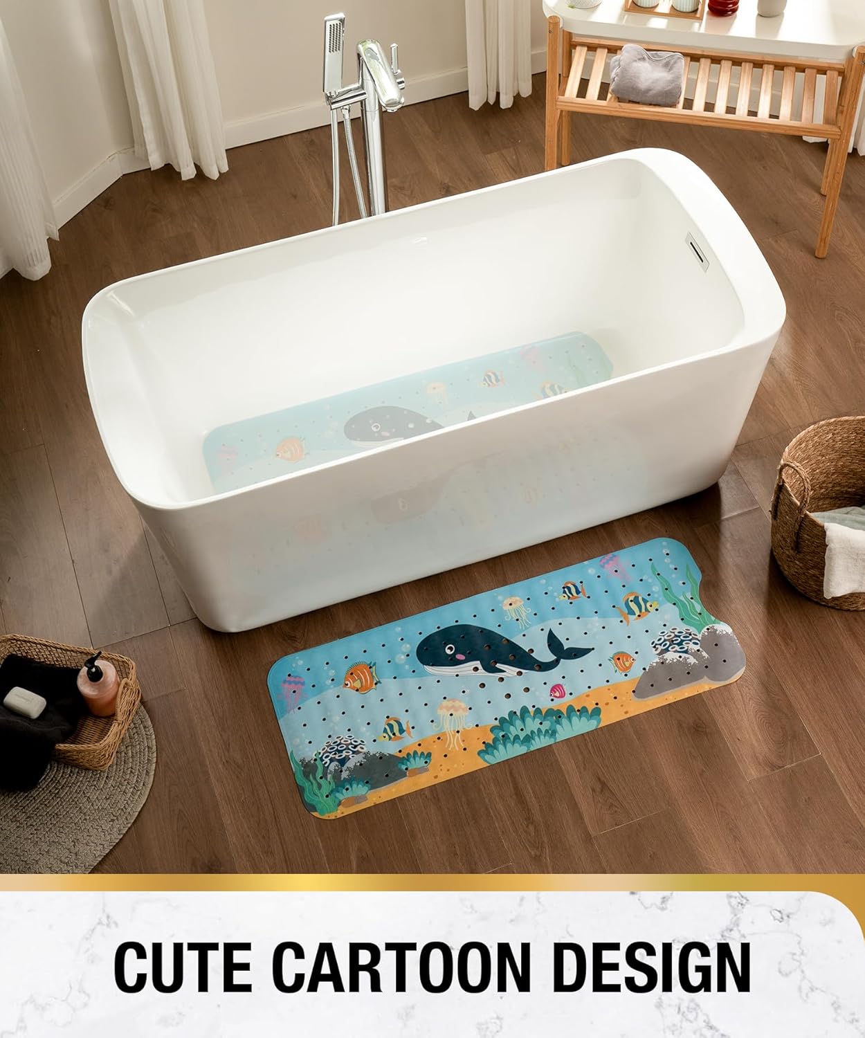 HITSLAM Baby Bath Mat with Whale 40x16 Inch Non-Slip 1