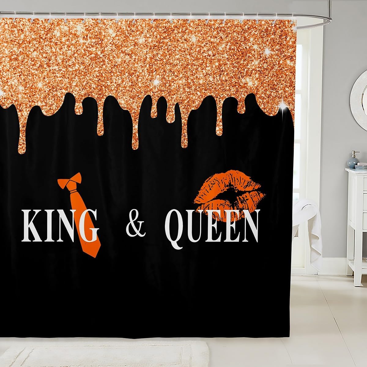 Feelyou Orange King and Queen Bath Curtain Set