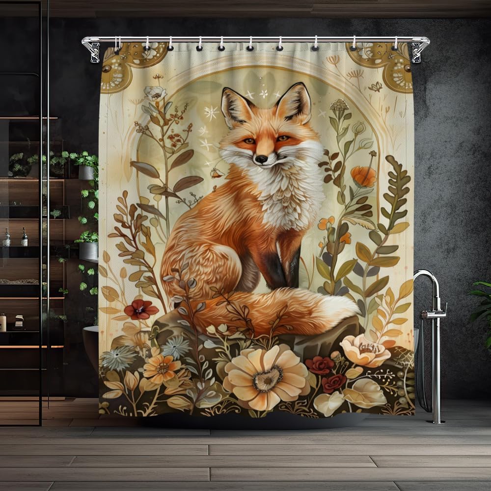 Reateforin Kids Woodland Animal Shower Curtain Set