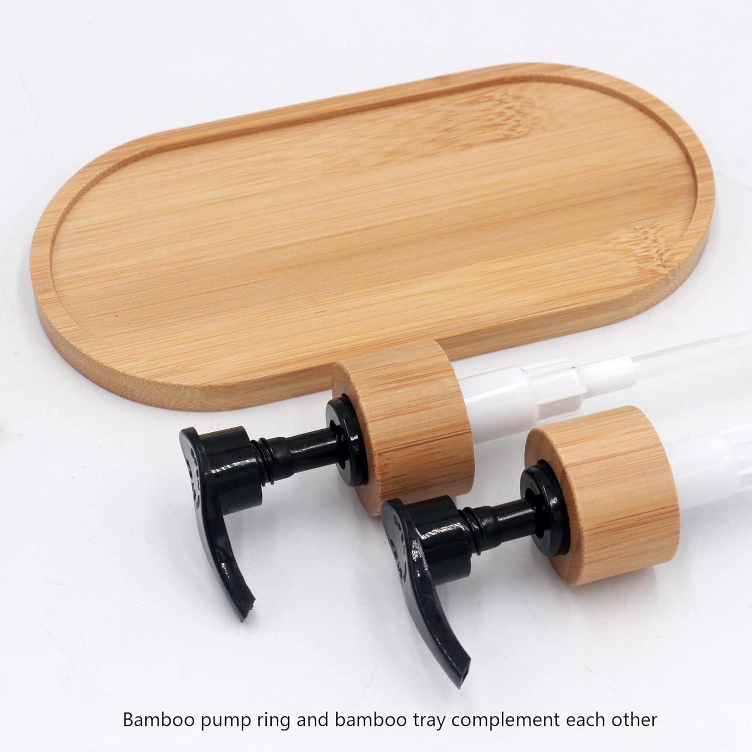 Funly mee 2 Pack Glass Soap Dispenser Set with Wood Tray